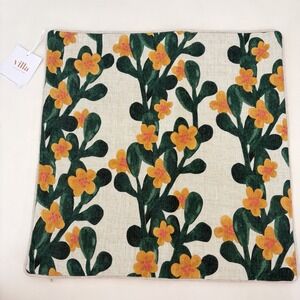 Villa By Classic Home Joplin Ivy Pillow‎ Cover Natural 18"x18" Linen NWT Green